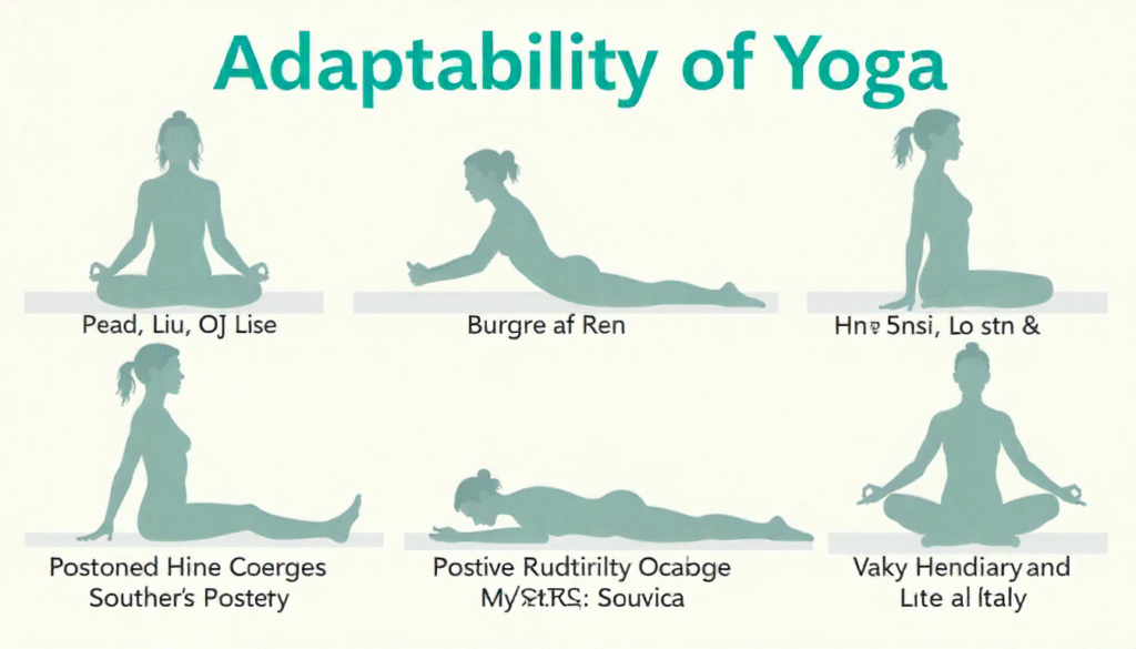 A diverse group of people, including seniors and office workers, practicing a gentle seated twist using chairs in a bright, modern studio.