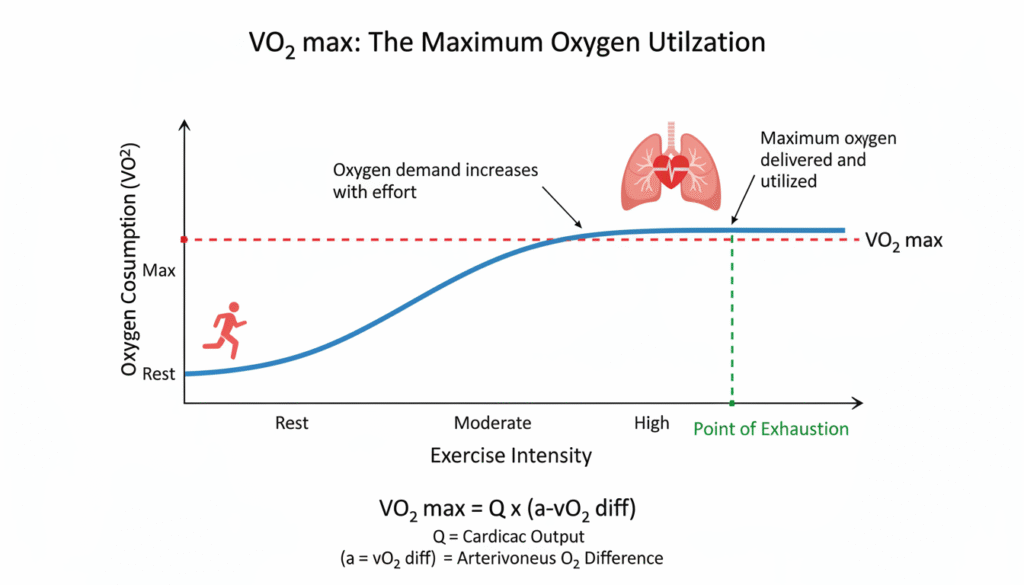 Infographic showing the relationship between oxygen consumption and exercise intensity