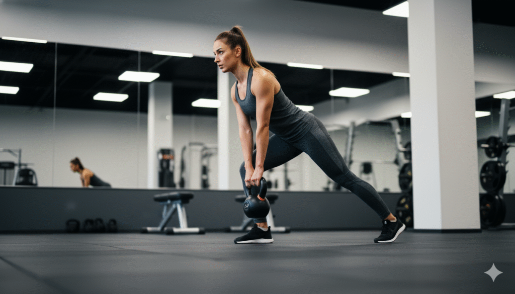 Person holding a single-leg balance pose with good posture